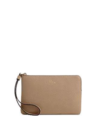 Coach Corner Zip Wristlet Taupe