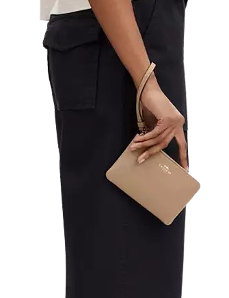 Coach Corner Zip Wristlet Taupe