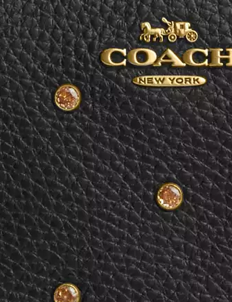 Coach Corner Zip Wristlet With Crystal Black