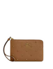 Coach Corner Zip Wristlet With Crystal Honey Brown
