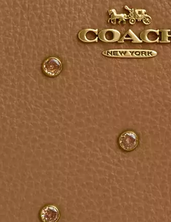 Coach Corner Zip Wristlet With Crystal Honey Brown