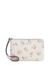 Coach Corner Zip Wristlet With Floral Print Chalk