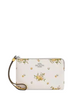 Coach Corner Zip Wristlet With Floral Print Chalk