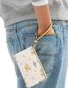 Coach Corner Zip Wristlet With Floral Print Chalk
