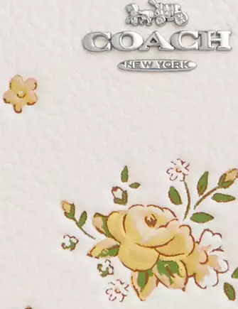 Coach Corner Zip Wristlet With Floral Print Chalk
