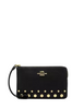 Coach Corner Zip Wristlet With Rivets Black