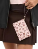 Coach Corner Zip Wristlet With Rosette Print Blush
