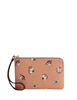 Coach Corner Zip Wristlet With Shell Print Coral Maple