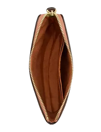 Coach Corner Zip Wristlet With Shell Print Coral Maple