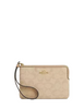 Coach Corner Zip Wristlet With Signature Canvas Dark Natural