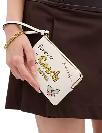 Coach Corner Zip Wristlet With Sketch Print Chalk