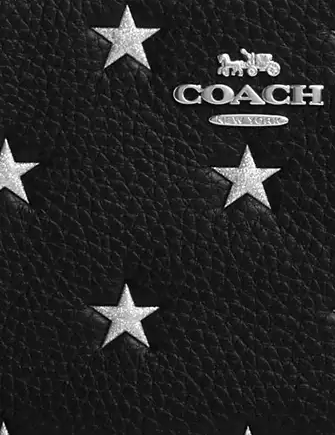 Coach Corner Zip Wristlet With Star Print Black