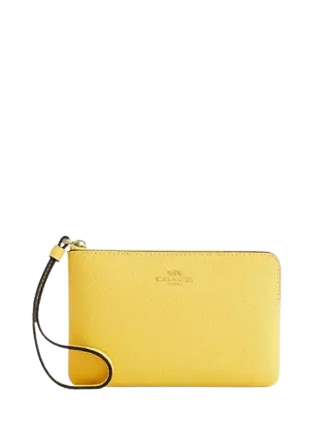Coach Corner Zip Wristlet Yellow