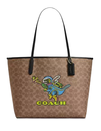 Coach Cosmic Coach City Tote Bag In Signature Canvas With Rexy Coach Cosmic Coach City Tote Bag In Signature Canvas With Rexy