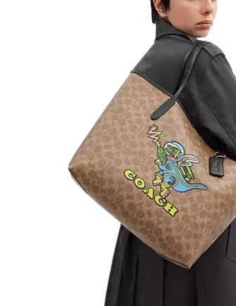 Coach Cosmic Coach City Tote Bag In Signature Canvas With Rexy Coach Cosmic Coach City Tote Bag In Signature Canvas With Rexy