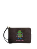 Coach Cosmic Coach Corner Zip Wristlet In Signature Canvas With Robot Print Walnut
