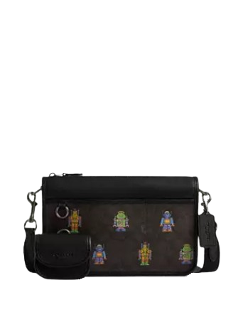 Coach Cosmic Coach Heritage Convertible Crossbody In Signature Canvas With Robot Print  Walnut