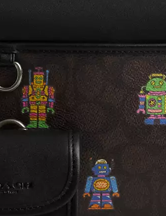 Coach Cosmic Coach Heritage Convertible Crossbody In Signature Canvas With Robot Print  Walnut