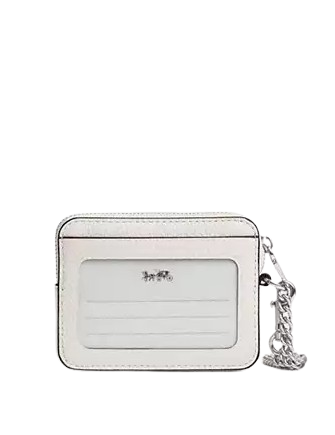 Coach Cosmic Coach Zip Card Case With Rocket Print Chalk