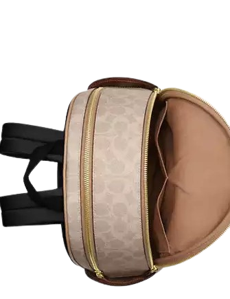 Coach Court Backpack In Blocked Signature Canvas Sand Tan