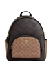 Coach Court Backpack In Blocked Signature Canvas Walnut Tan