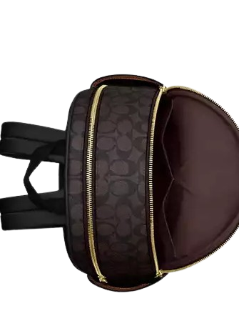 Coach Court Backpack In Blocked Signature Canvas Walnut Tan