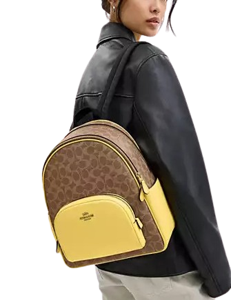 Coach Court Backpack In Signature Canvas Tan Yellow