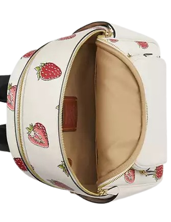 Coach Court Backpack With Strawberry Print Chalk