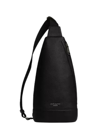Coach black leather sling bag hotsell