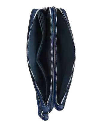 Coach Double Zip Wallet Light Blue Deep