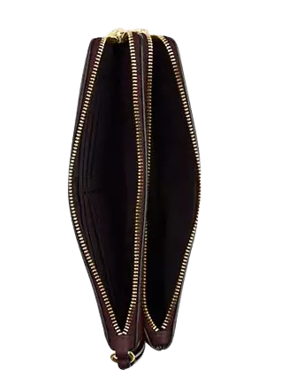 Coach Women's Pebbled Leather Double Zip Wallet (Midnight