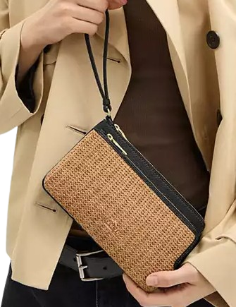 Coach Double Zip Wallet Toast Black