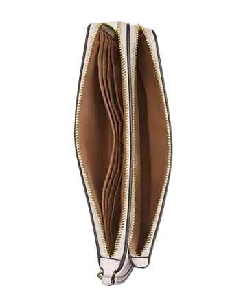 Coach Double Zip Wallet With Floral Print Chalk