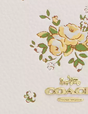 Coach Double Zip Wallet With Floral Print Chalk