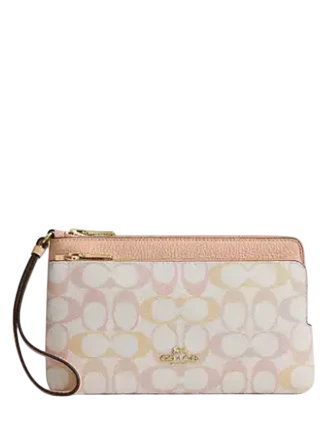 Coach Double Zip Wristlet In Pretty Signature Canvas | Brixton Baker Coach Double Zip Wristlet In Pretty Signature Canvas | Brixton Baker