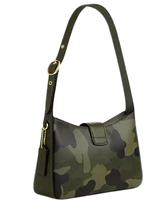 Coach Eliza Shoulder Bag With Zipper Closure And Camo Print Coach Eliza Shoulder Bag With Zipper Closure And Camo Print