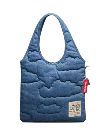 Coach Flat Tote With Cloud Quilting Denim