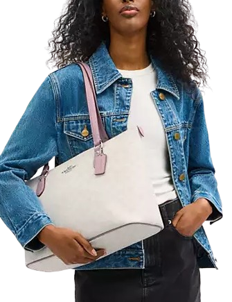 Coach Gallery Tote Bag In Signature Canvas Chalk Carnation