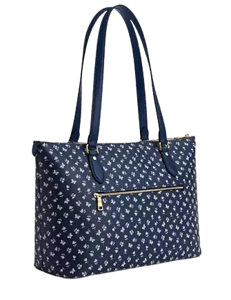 Coach Gallery Tote Bag With Floral Print Deep Blue