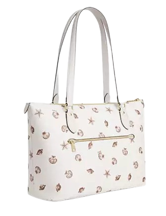 Coach Gallery Tote Bag With Shell Print Chalk