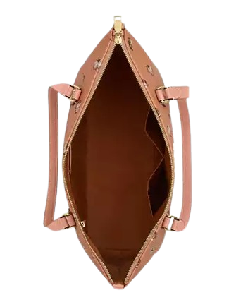 Coach Gallery Tote Bag With Shell Print Coral Sunrise