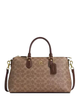 Coach Georgia Satchel Bag In Signature Canvas Tan Brown