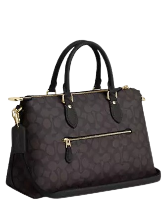 Coach Georgia Satchel Bag In Signature Canvas Walnut Black