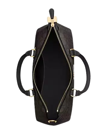 Coach Georgia Satchel Bag In Signature Canvas Walnut Black