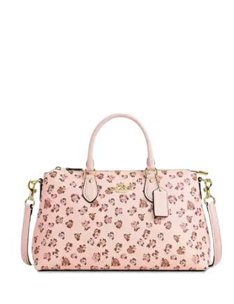 Coach Georgia Satchel Bag With Rose Print Blush