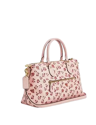 Coach Georgia Satchel Bag With Rose Print Blush
