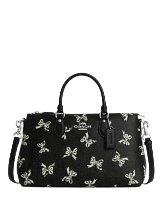 Coach Georgia Stachel Bag With Bow Print  Black