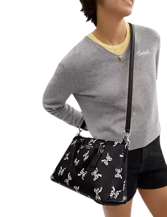 Coach Georgia Stachel Bag With Bow Print  Black