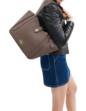 Coach Hadley Turnlock Tote Bag Dark Stone