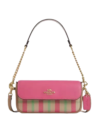 Coach Hailey Flap Bag With Plaid Print Pink